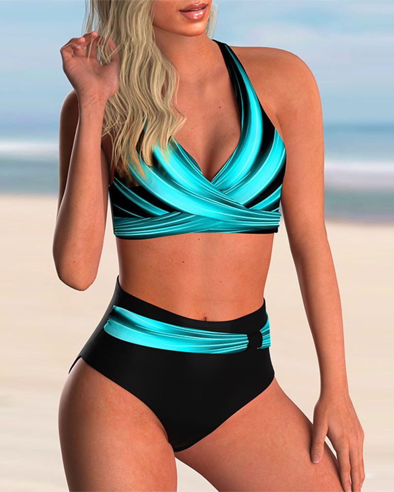 Liliana - Ensemble de bikini à décolleté croisé et motif imprimé