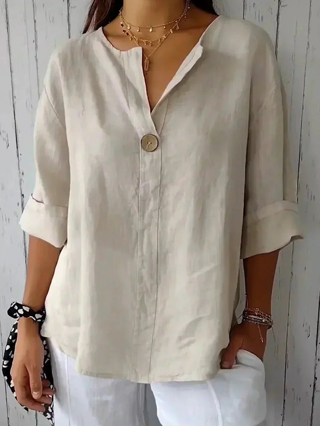 Zamma | Haut V-Neck Détendu