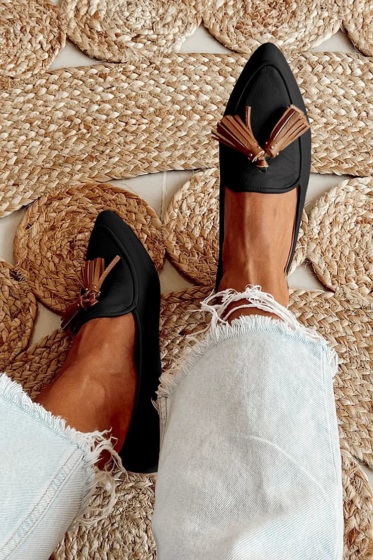 Idit™ | Mocassin à Talon Pointu et Pompon Chic