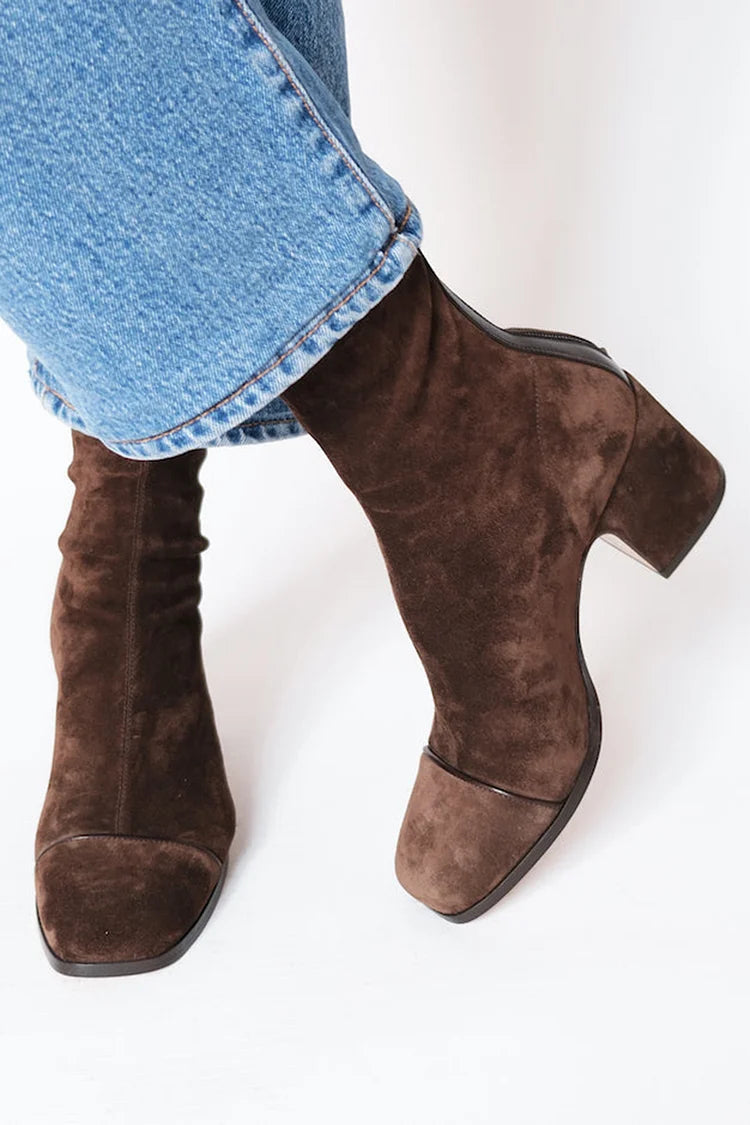 Ilanit™ | Bottines en Suède à Talon Moyen Luxe