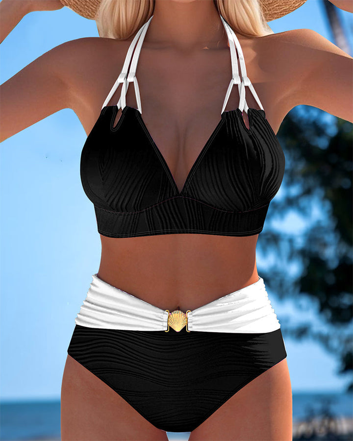 Lily | Maillot de bain taille haute à doubles bretelles avec couleur contrastante