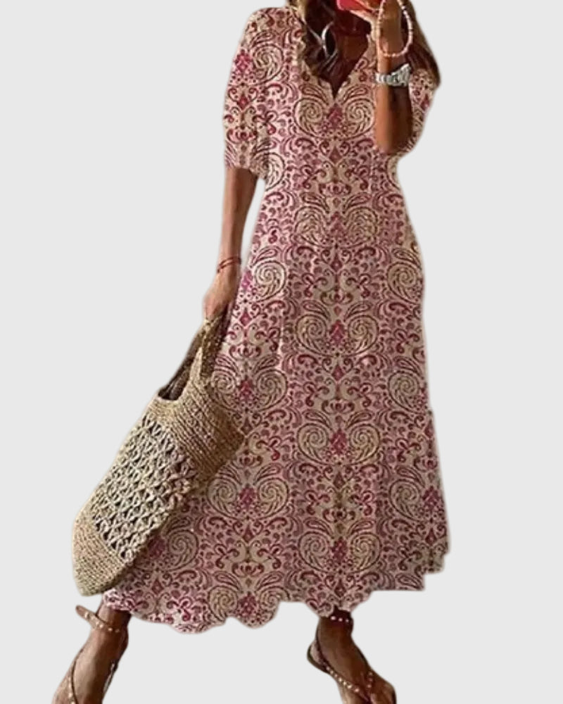 Amalia | Robe Maxi Vintage Bohème d'Été