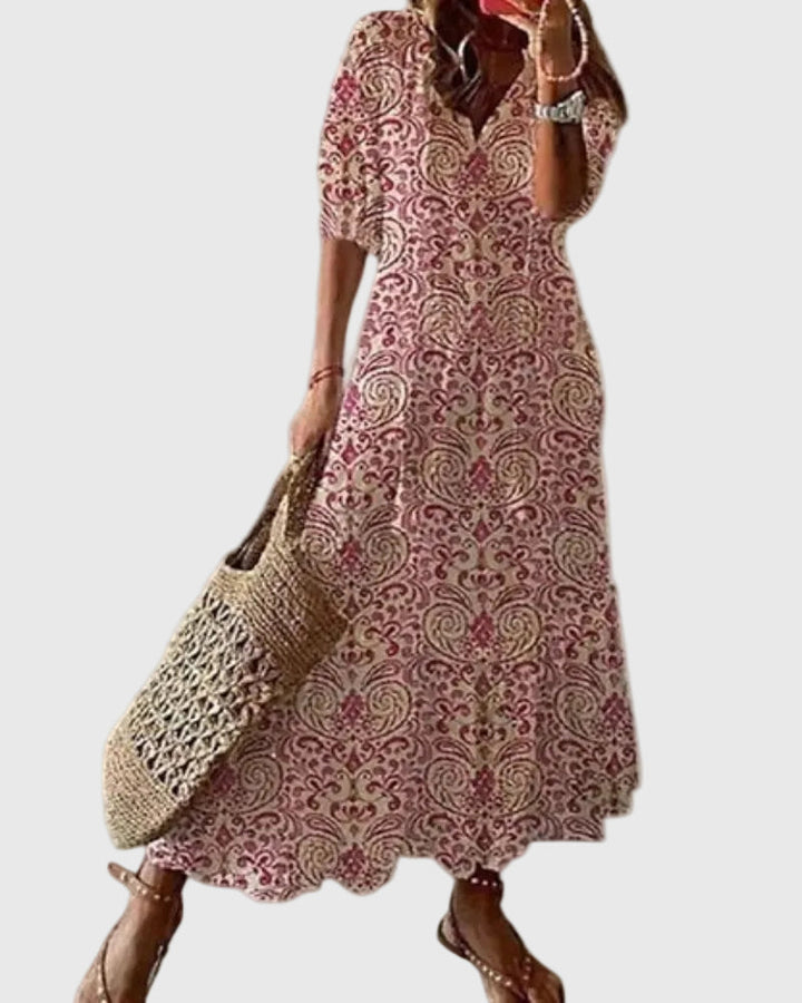 Amalia | Robe Maxi Vintage Bohème d'Été