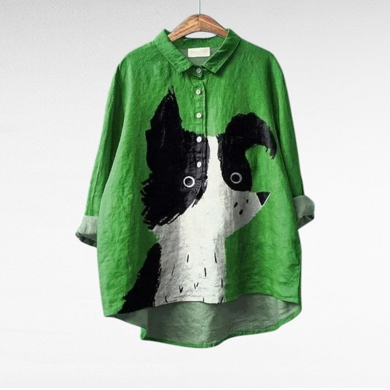 Charlotte | Graphic Dog Print Blouse