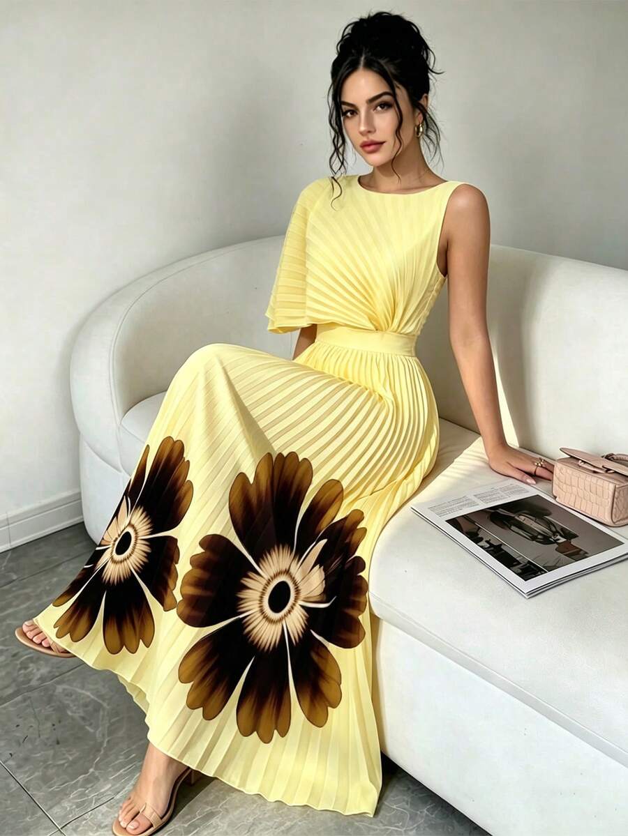 Celeste | Robe Midi Plissée