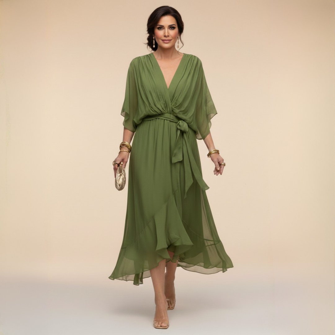 Opal™ | Élégante Robe Midi à Col V