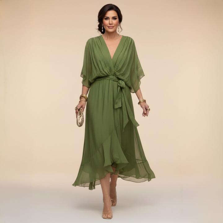 Opal™ | Élégante Robe Midi à Col V