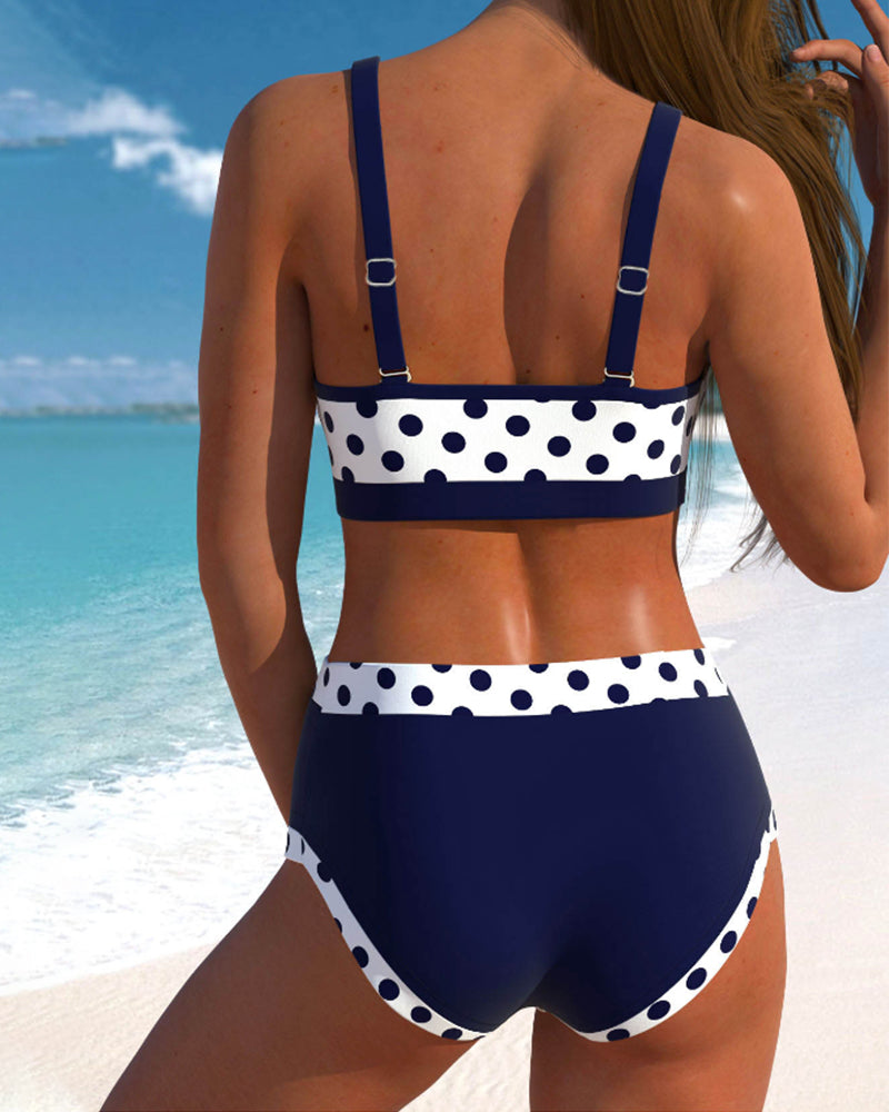 Liesbeth - Hauts de Bikini à Pois Taille Haute au Design Patchwork