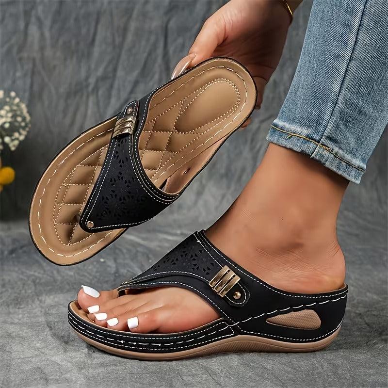 Sandales à Talon Wedge de Soutien avec Semelle Rembourrée et Confortable