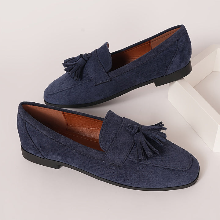 Mocassins Bleu Marine Confortables avec Talon Plat
