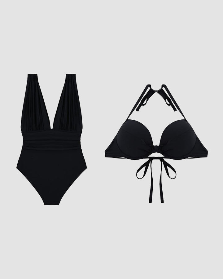Maillot de bain sculptant haut de gamme avec décolleté en V plongeant