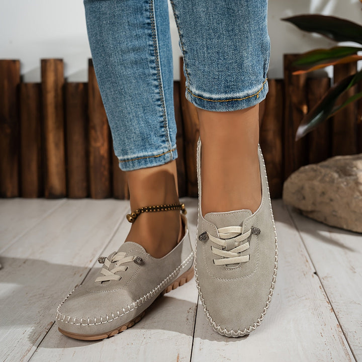 Mocassins Flexibles Légers en Suède Rose Doux Confort