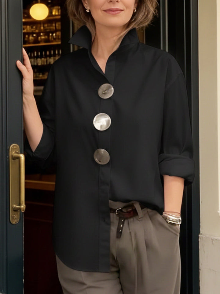 Rosaline | Blouse à col montant avec boutons affirmés