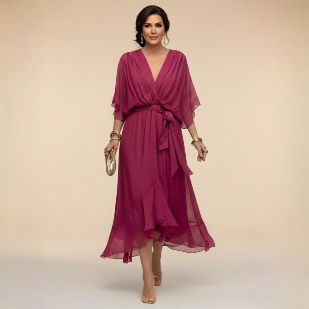 Opal™ | Élégante Robe Midi à Col V