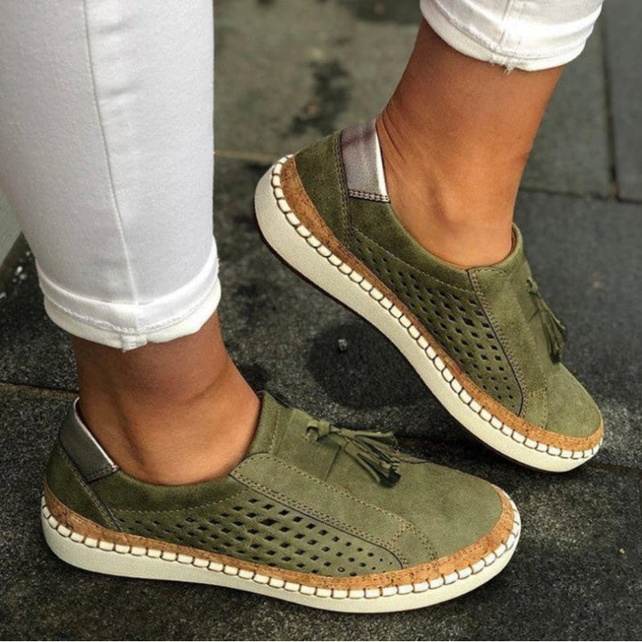 Chaussures Slip On Confortables Légères Respirantes en Suède Olive