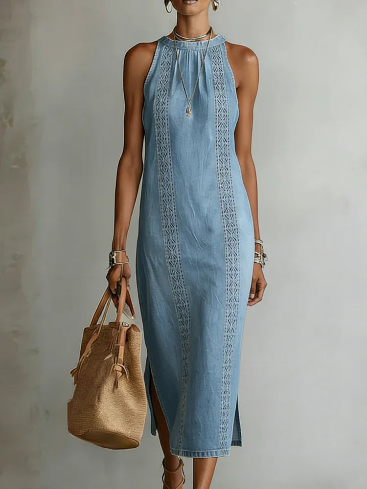 Julia | Robe en Jean avec Éléments en Dentelle Vintage