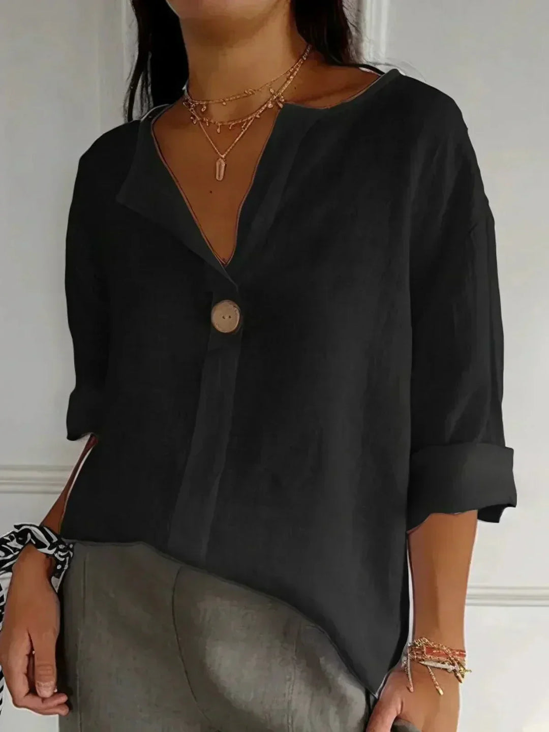 Zamma | Haut V-Neck Détendu