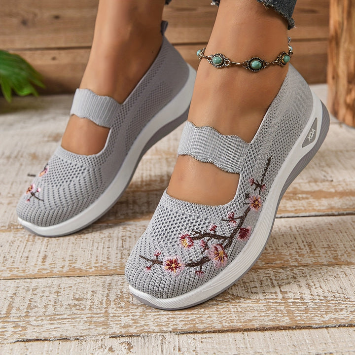 Chaussures Slip On Respirantes Légères en Maille Florale