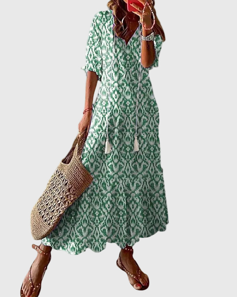 Amalia | Robe Maxi Vintage Bohème d'Été