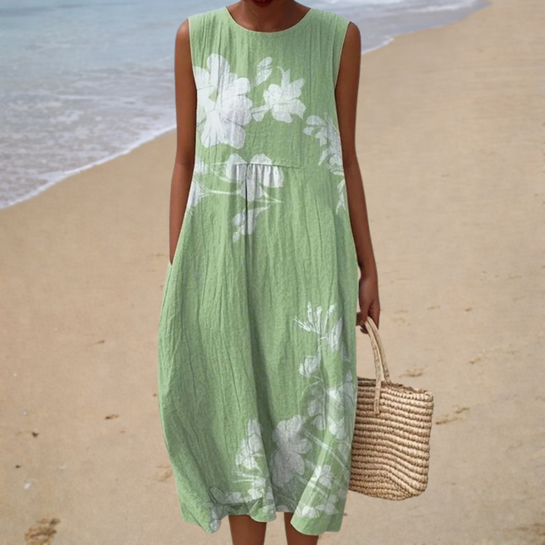 Marion | Midi Dress in Natural Fabric