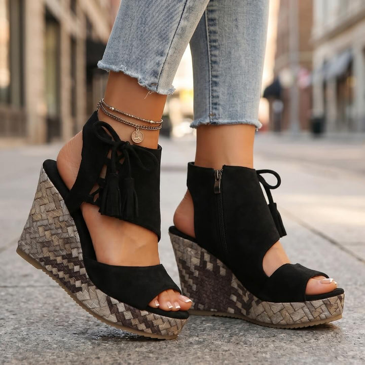 Aveline | Sandales compensées à lacets