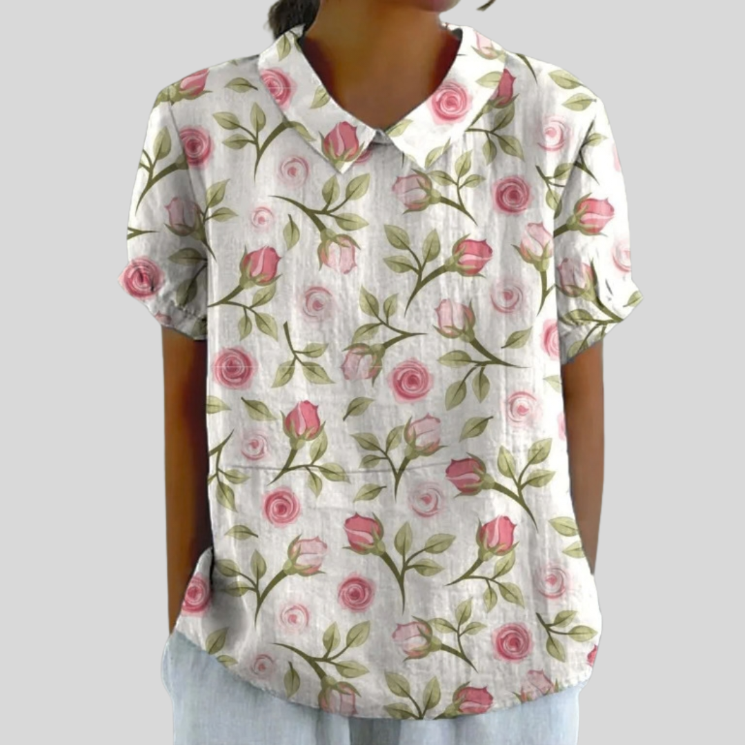 Élodie | Blouse à Roses Élégantes