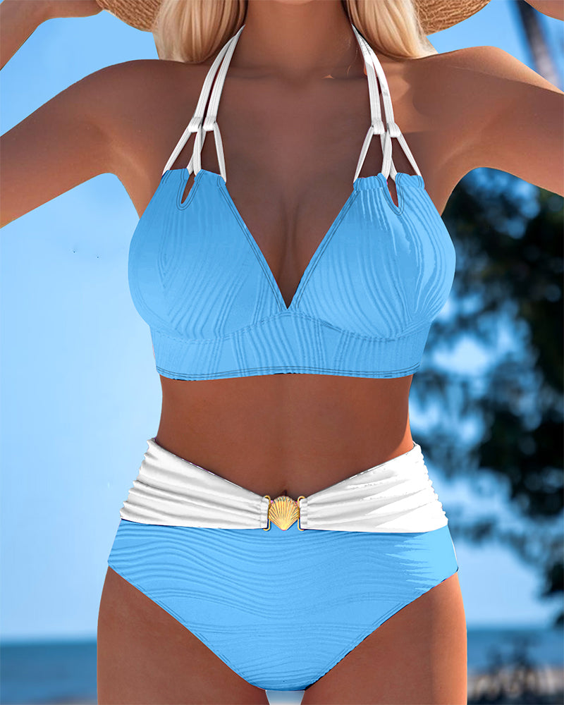 Lily | Maillot de bain taille haute à doubles bretelles avec couleur contrastante