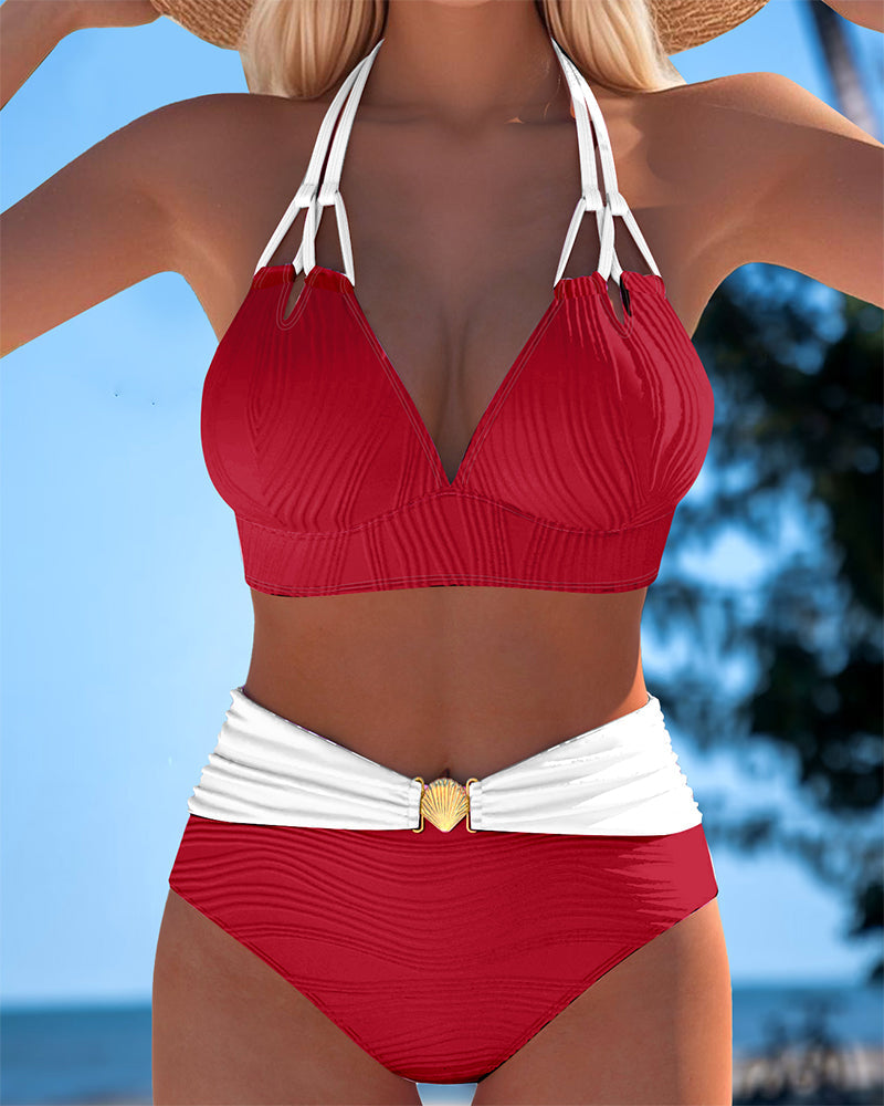 Lily | Maillot de bain taille haute à doubles bretelles avec couleur contrastante