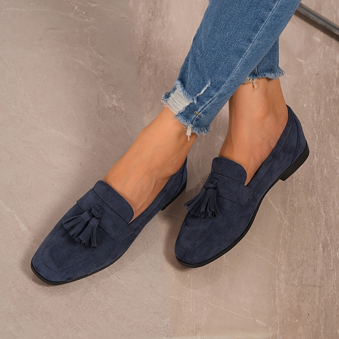 Mocassins Bleu Marine Confortables avec Talon Plat