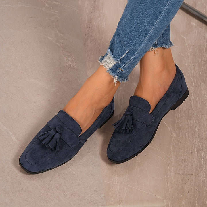 Mocassins Bleu Marine Confortables avec Talon Plat
