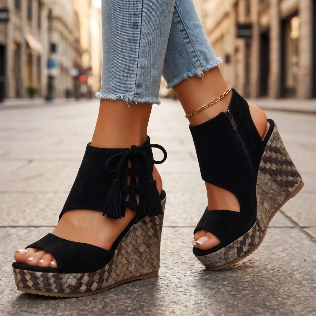 Aveline | Sandales compensées à lacets