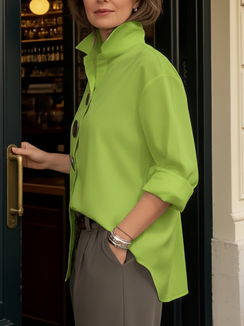 Rosaline | Blouse à col montant avec boutons affirmés