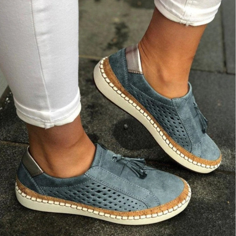 Chaussures Slip On Confortables Légères Respirantes en Suède Olive