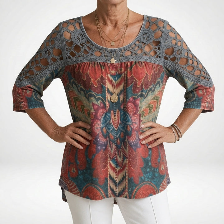 Zénaïde | Blouse imprimée ethnique bohème féminité naturelle