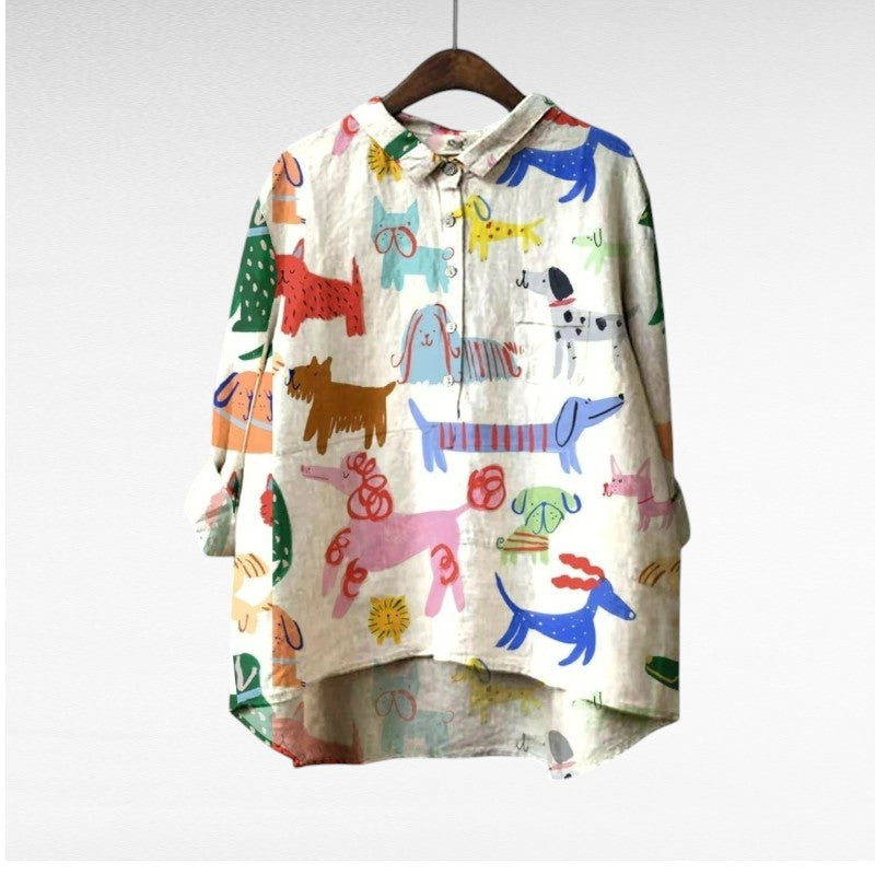 Lison | Playful Animal Print Blouse