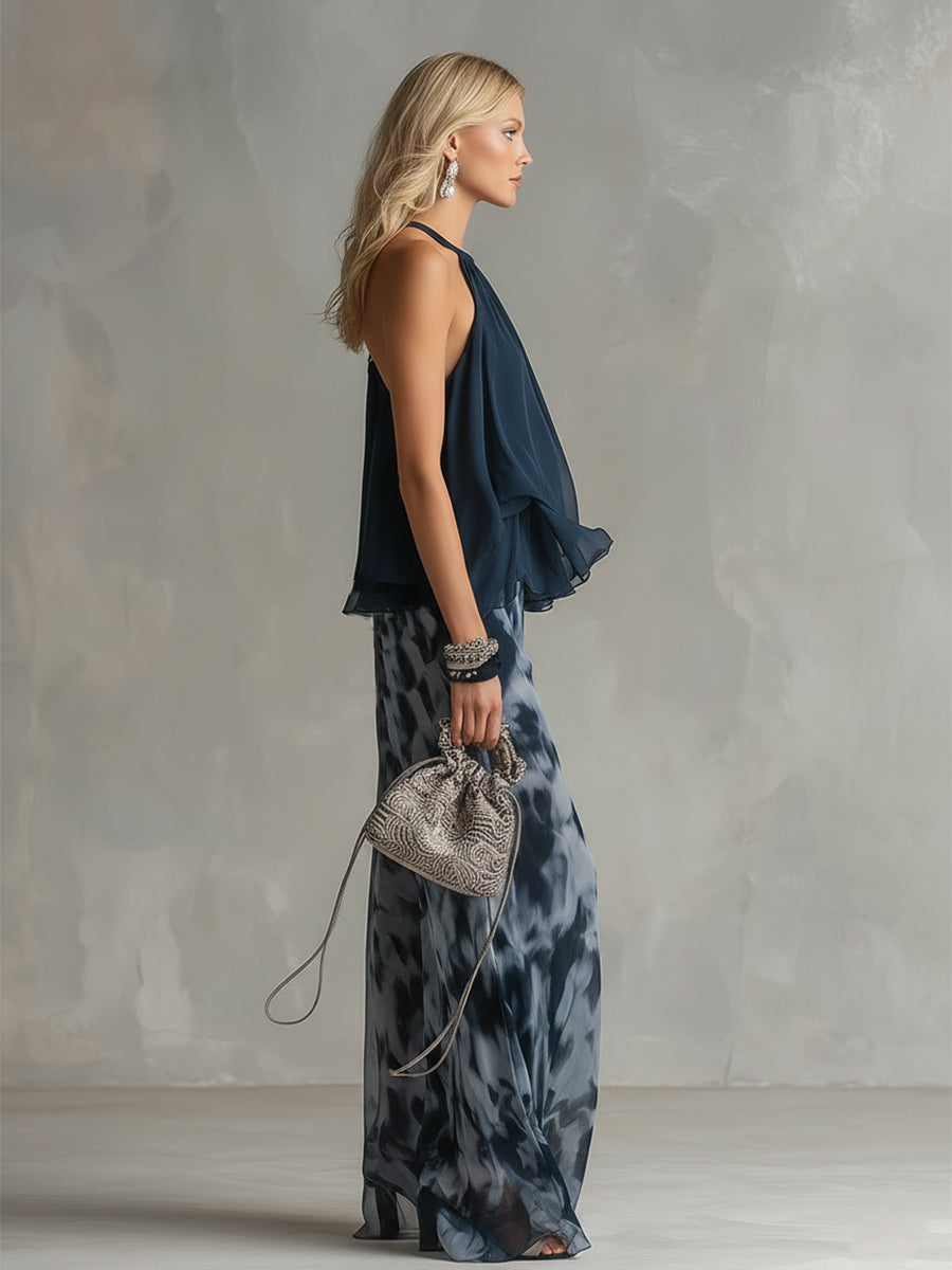 Maëlia | Ensemble fluide élégant avec pantalon à jambes larges