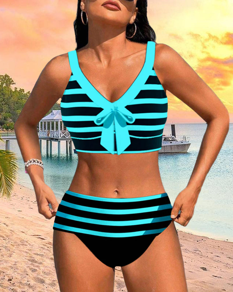 Laluna® | Haute Taille Bikini Rayé