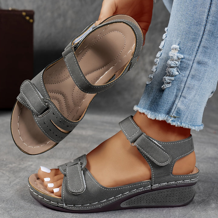 Sandales à Talon Wedge Rouge Confortables avec Sangles Ajustables