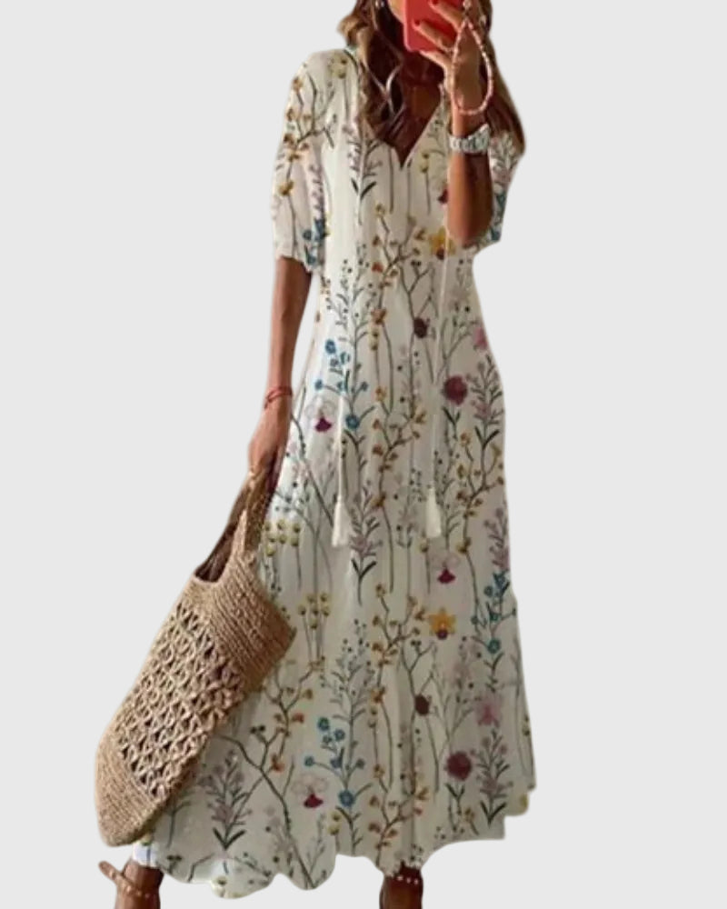 Amalia | Robe Maxi Vintage Bohème d'Été