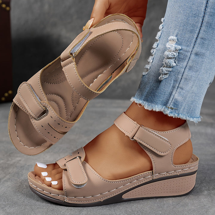 Sandales à Talon Wedge Rouge Confortables avec Sangles Ajustables