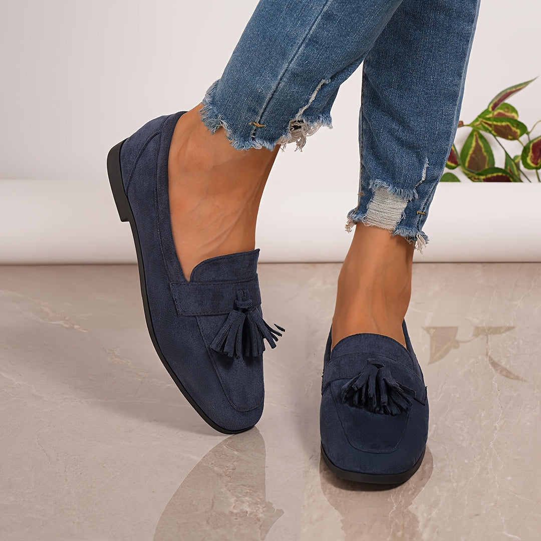 Mocassins Bleu Marine Confortables avec Talon Plat