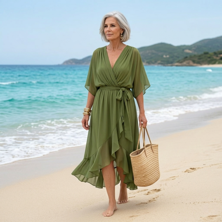 Opal™ | Élégante Robe Midi à Col V