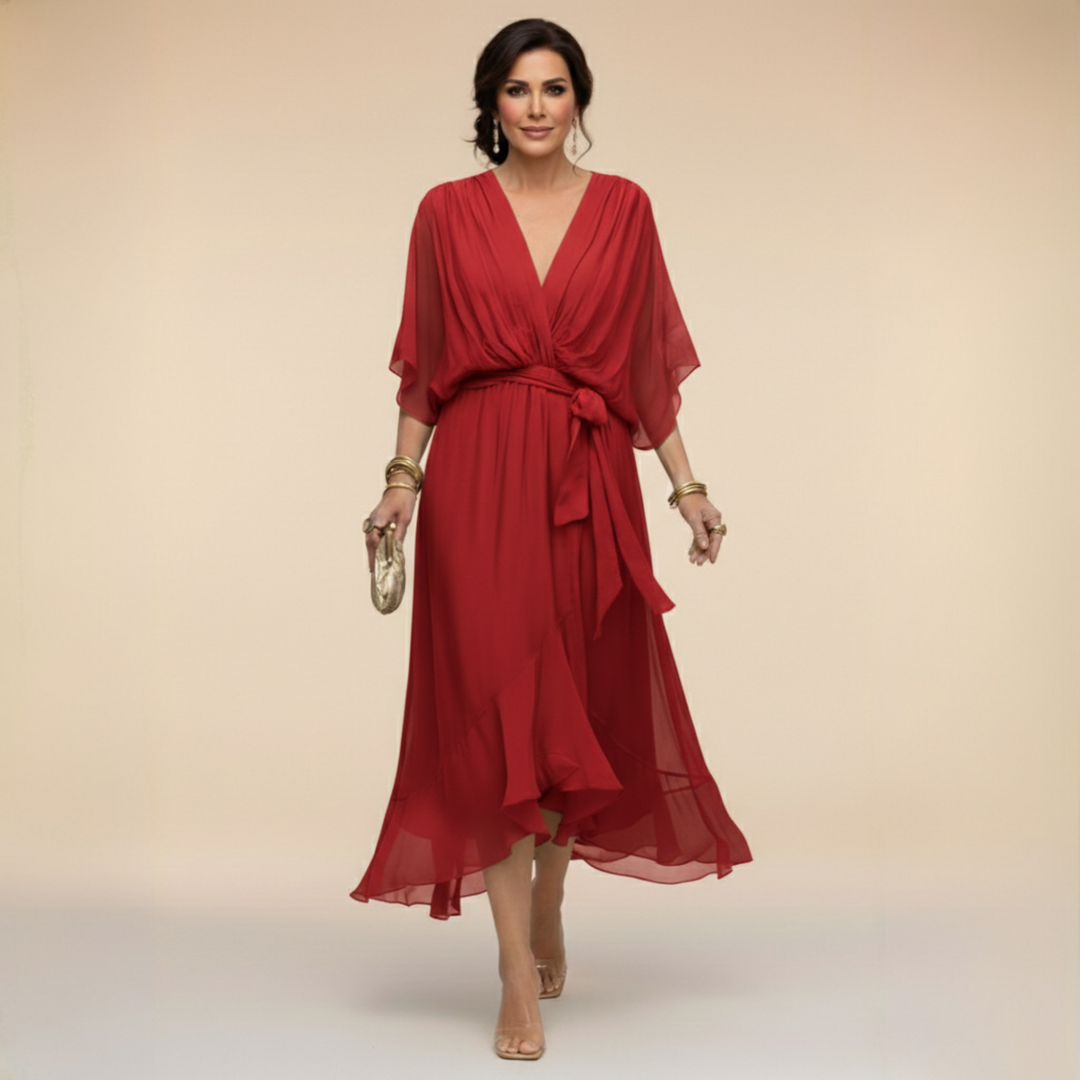 Opal™ | Élégante Robe Midi à Col V