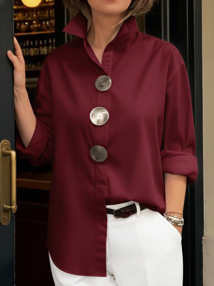 Rosaline | Blouse à col montant avec boutons affirmés