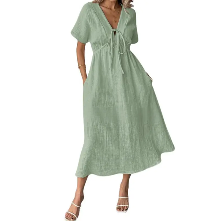 BREEANNE™ – Robe Maxi Décontractée à Col V