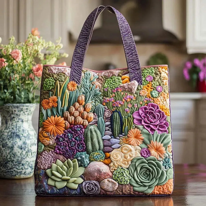 Sac fourre-tout artisanal - Jardin succulent