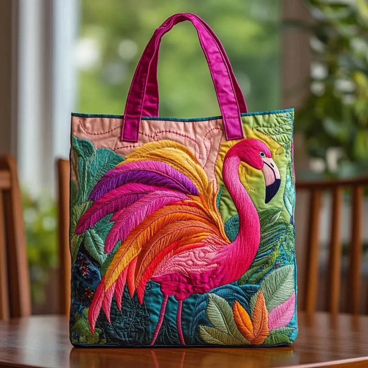 Sac artisanal | Flamant rose et couleurs arc-en-ciel