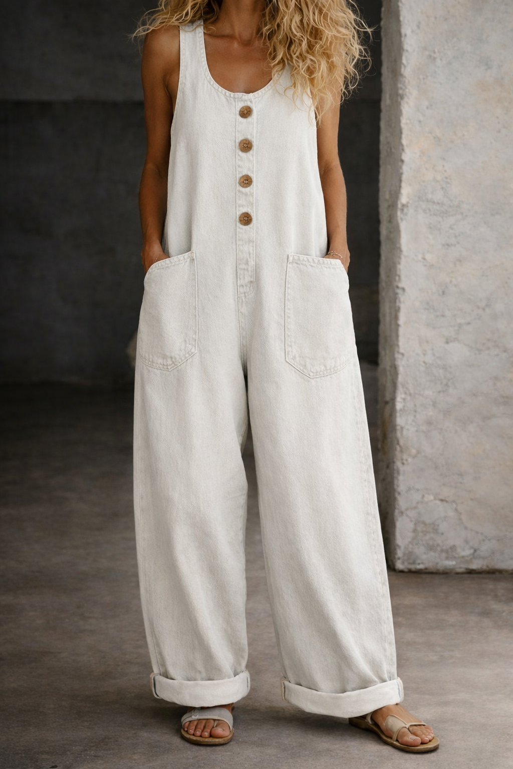 Willy | Salopette en denim vintage en coton lavé