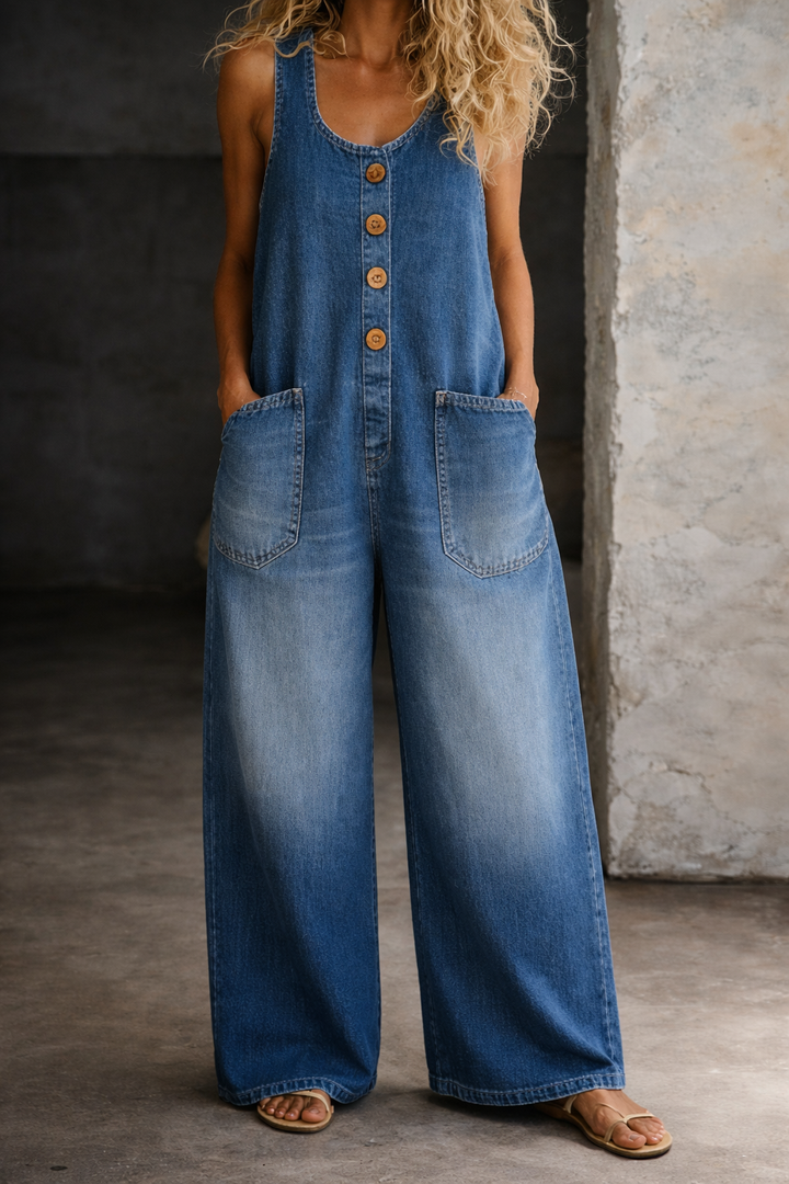 Saylor | Salopette en denim vintage délavé en coton
