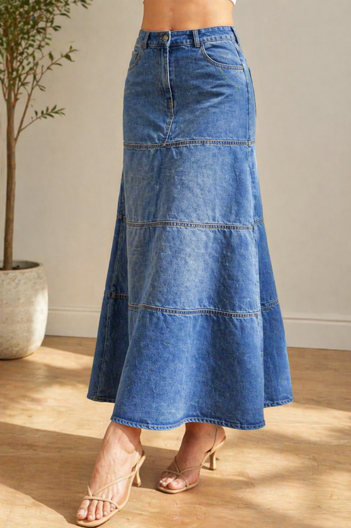Mary | Mi-Longue Jupe en Jean